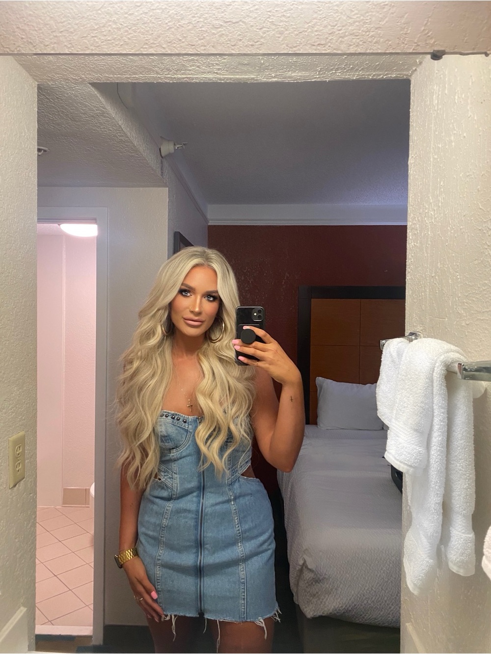 DUNDAS x Revolve Strapless Light Blue Denim Mini Dress with Cutouts - Picture 7 of 9